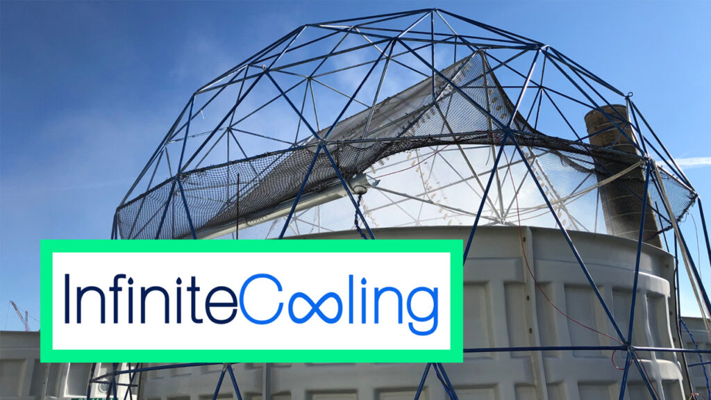A geodesic dome with the InfiniteCooling logo over it.