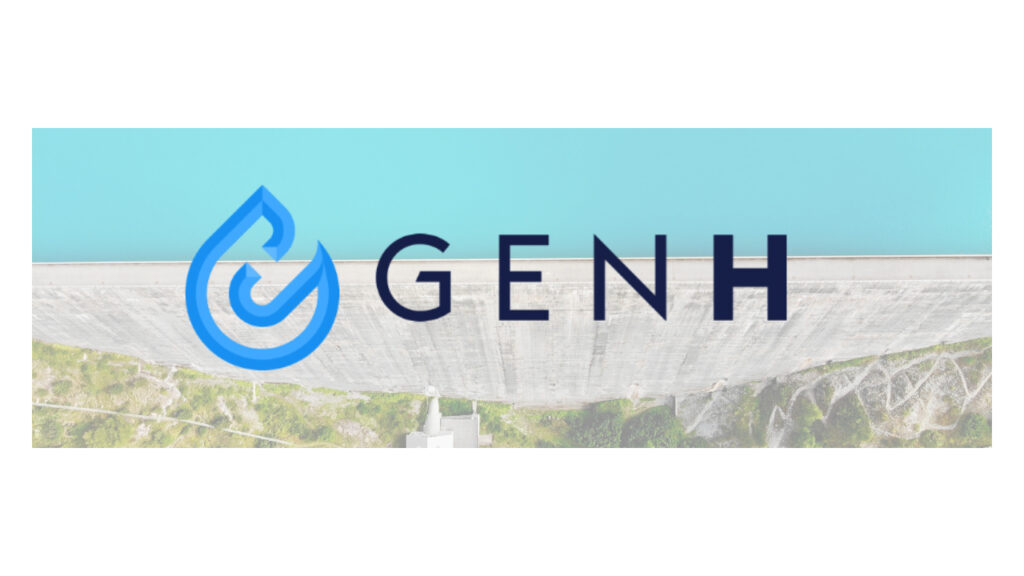 The GenH logo on a background photo of a dam.