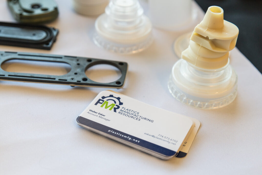 PMR's business card and samples at Manufacturing Mash-Up 2023.