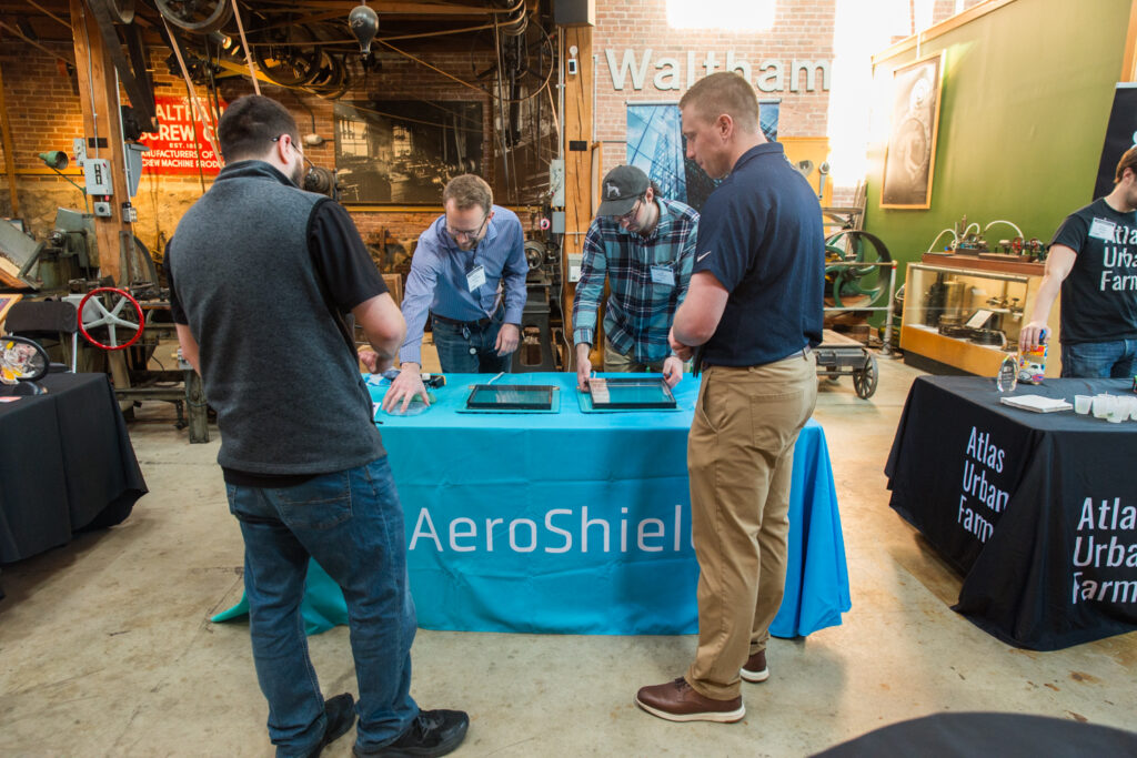 The Aeroshield booth at the FORGE Spring Startup Showcase