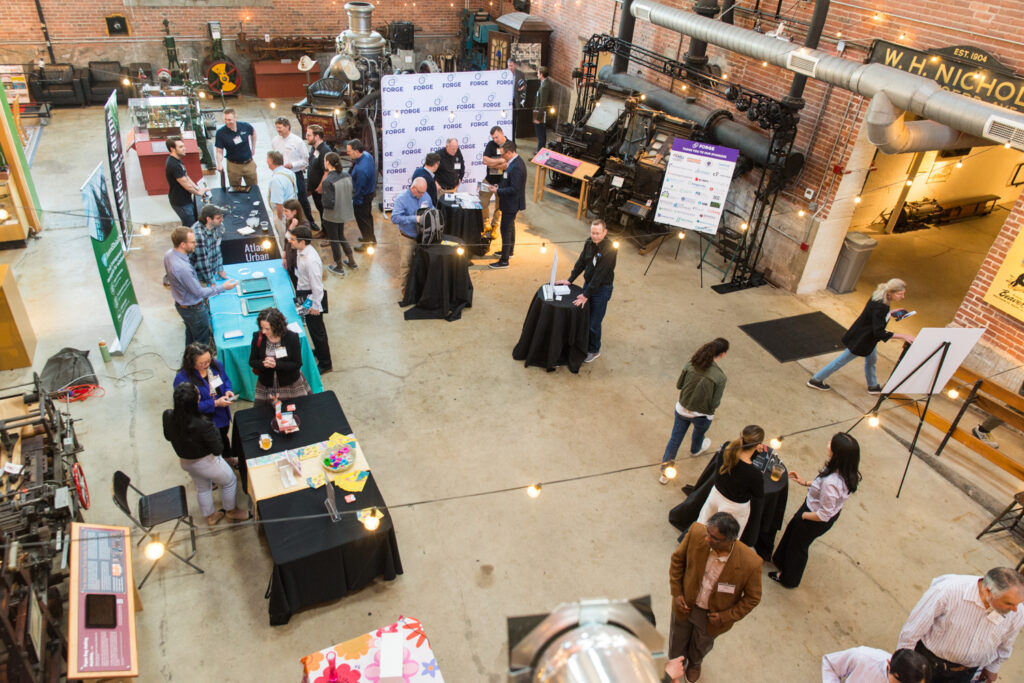 The startup demo floor at the FORGE Spring Startup Showcase in 2025