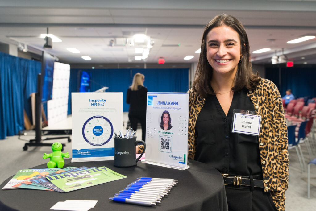 Insperity table at the FORGE Fall Startup Showcase