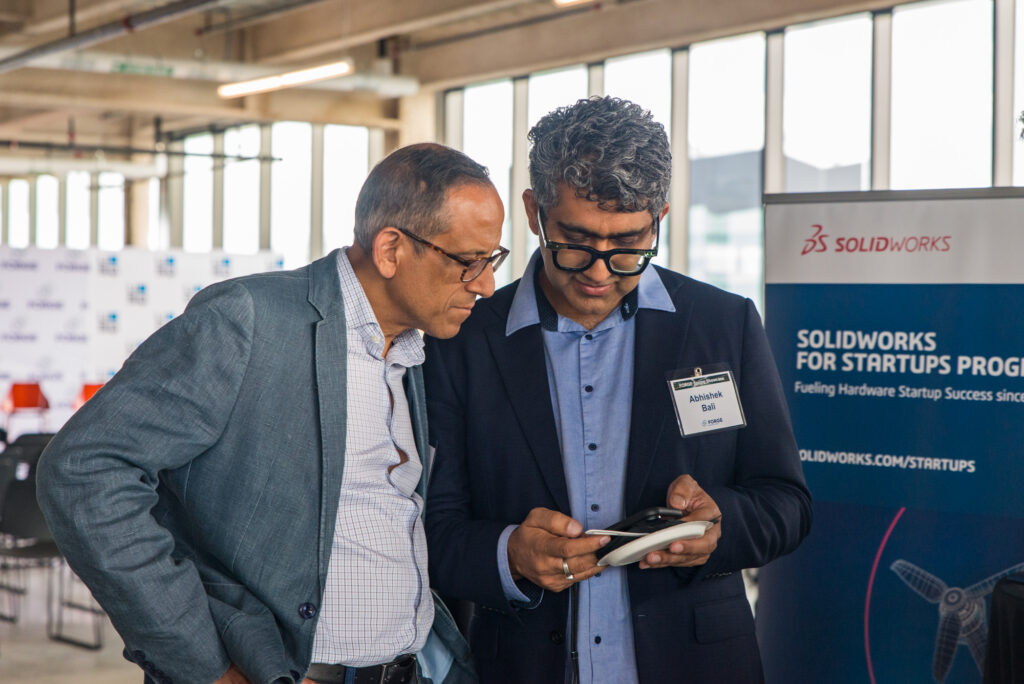 FORGE partner Solidworks team members Abhishek Bali and Suchit Jain networking at the FORGE 2026 Spring Startup Showcase
